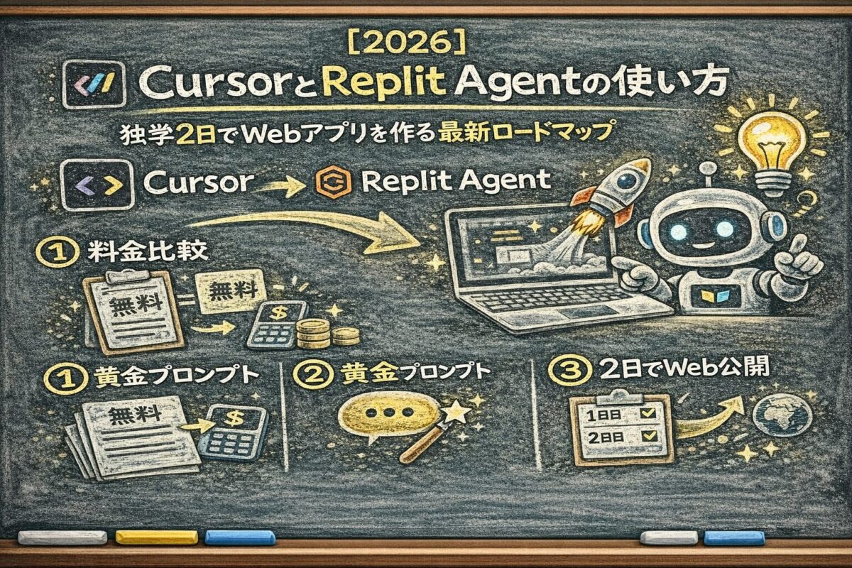 CursorとReplit Agentの使い方｜独学2日でWebアプリを作る最新ロードマップ【2026】