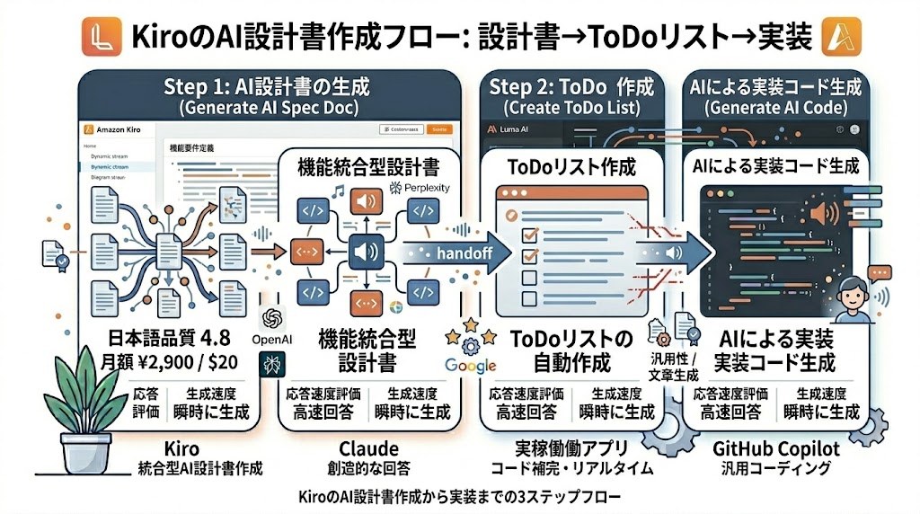 KiroのAI設計書作成から実装までの3ステップフロー