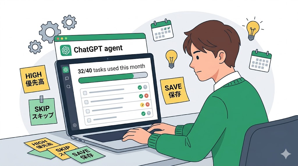 ChatGPT Plusエージェント月上限の管理と活用戦略イメージ
