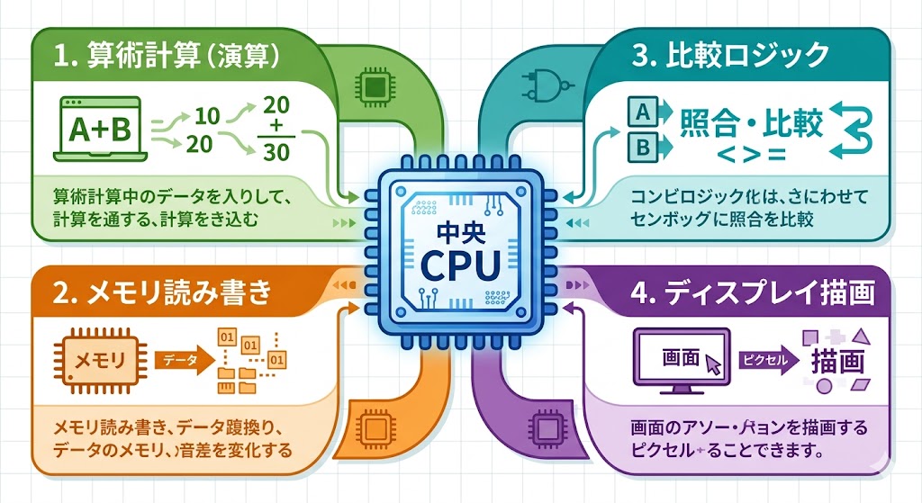 コンピュータが行う4種類の計算処理の全体図