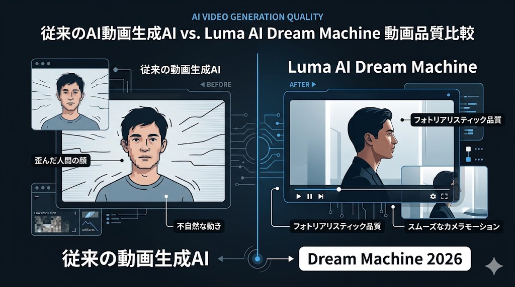 従来の動画生成AIとLuma AI Dream Machineの動画品質比較