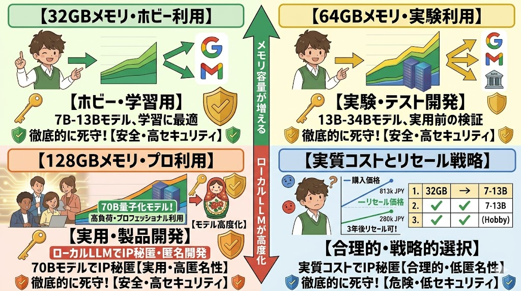 MacBookのメモリ容量とローカルLLMで動かせるモデル規模の対応表