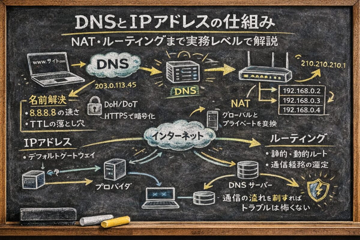 DNSとIPアドレスの仕組み｜NAT・ルーティングまで実務レベルで解説