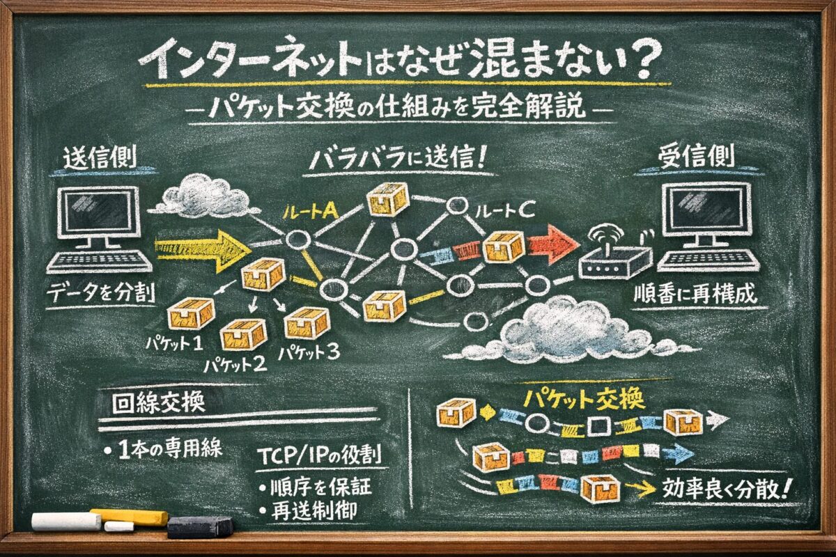 インターネットはなぜ混まない？パケット交換の仕組みを完全解説