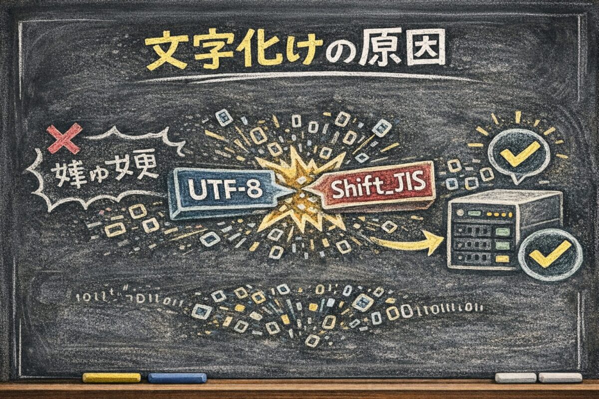 文字化けの正体｜UTF-8とShift_JISの衝突をバイト列で見る【実務解説】