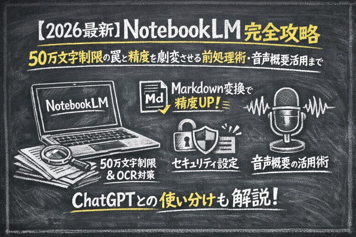 【2026最新】NotebookLM完全攻略｜50万文字制限の罠と精度を劇変させる前処理術・音声概要活用まで