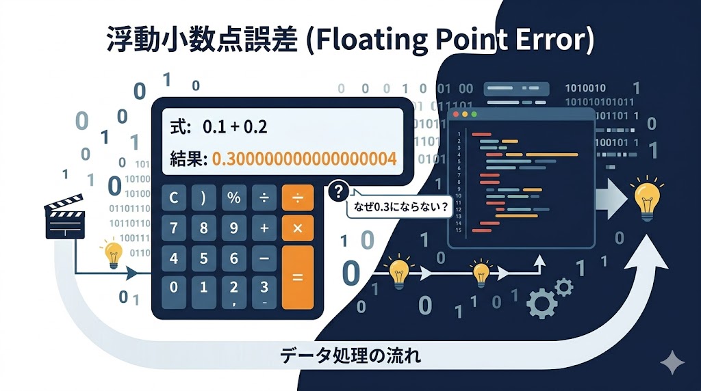 0.1+0.2が0.3にならない浮動小数点誤差の図解