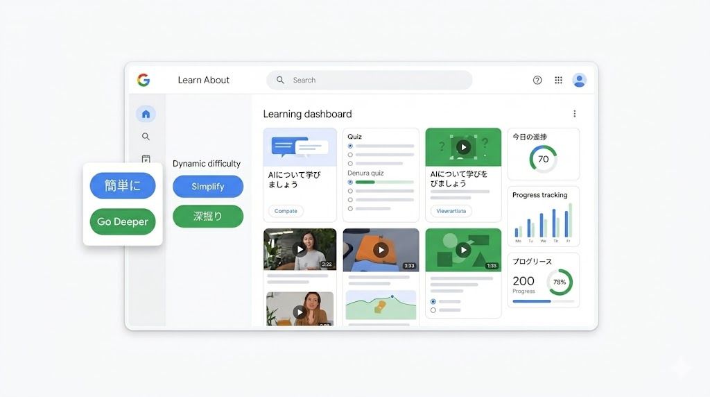 Google Learn AboutのAI個別最適化学習ダッシュボードのイメージ
