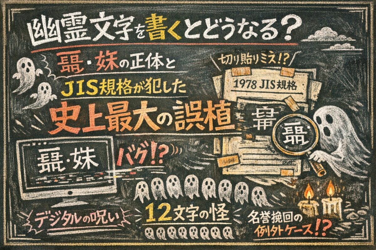 幽霊文字を書くとどうなる？彁・妛の正体とJIS規格が犯した史上最大の誤植