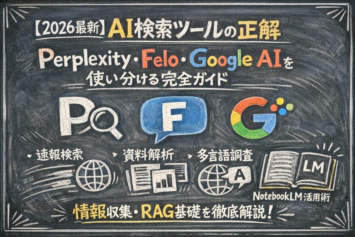 【2026最新】AI検索ツールの正解｜Perplexity・Felo・Google AIを目的別に使い分ける完全ガイド