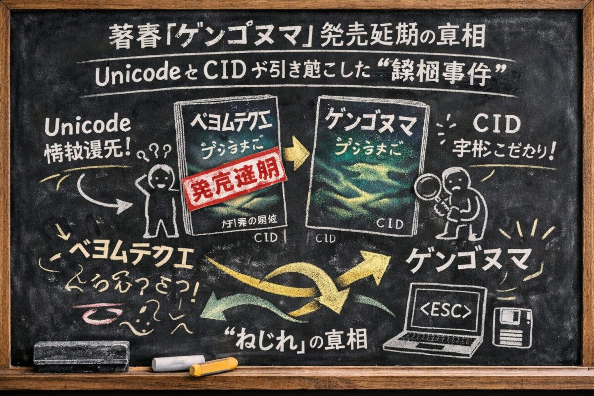 著書『ゲンゴヌマ』発売延期の真相。UnicodeとCIDが引き起こした「誤植事件」