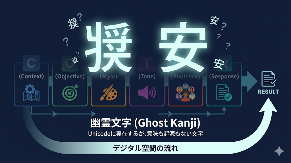 意味も読みも存在しない幽霊文字「彁」「妛」がデジタル空間に浮かぶ図解