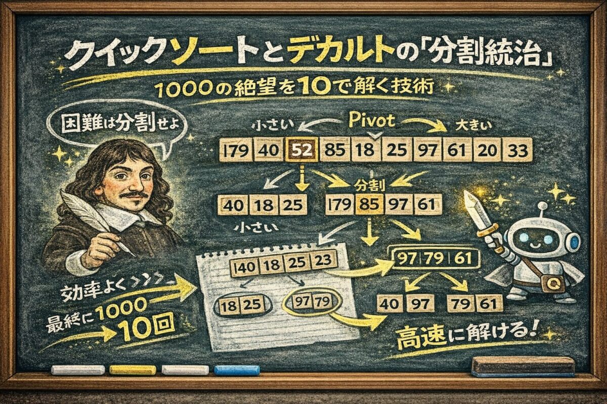 クイックソートとデカルトの「分割統治」｜1000の絶望を10で解く技術