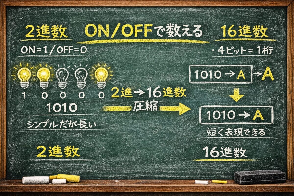 2進数・16進数とは？電球のオンオフで理解する数の仕組み