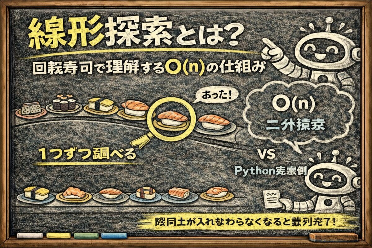 線形探索とは？回転寿司で理解するO(n)の仕組み